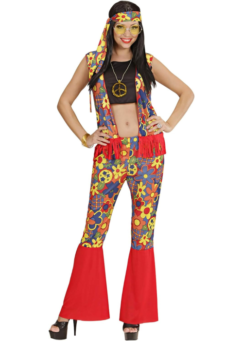 Disfraz De Hippie Rojo Mujer - Disfraces Años 60-70 (Hippies)