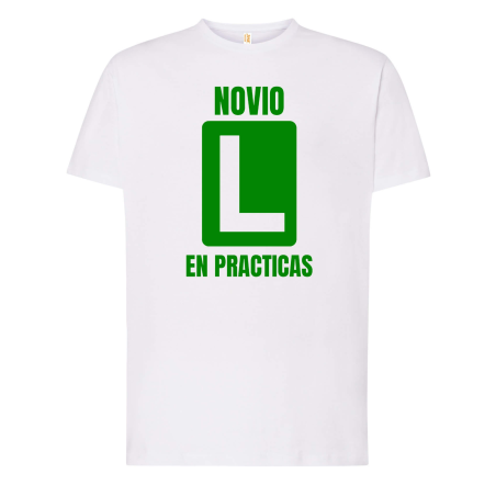 Camiseta Novio en practicas Blanca - Camisetas Despedidas Soltera