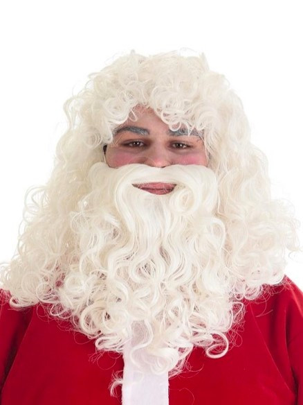 Peluca Y Barba De Papá Noel - Disfraz De Navidad, Color Blanco, Para Hombre