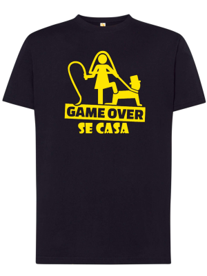 Camiseta Game Over Se Casa Negra - Camisetas Despedidas Soltero