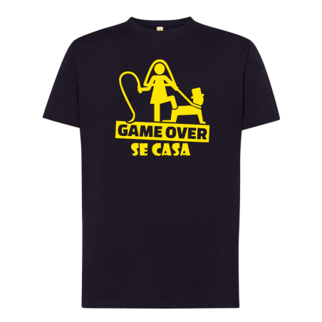 Camiseta Game Over Se Casa Negra - Camisetas Despedidas Soltero