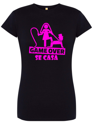 Camiseta Game Over Se Casa Negra Mujer - Camisetas Despedidas Soltera