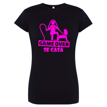 Camiseta Game Over Se Casa Negra Mujer - Camisetas Despedidas Soltera