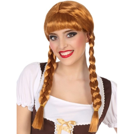 Peluca Trenzas Castaña - Pelucas