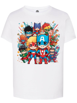Camiseta Superheroes Blanca Infantil