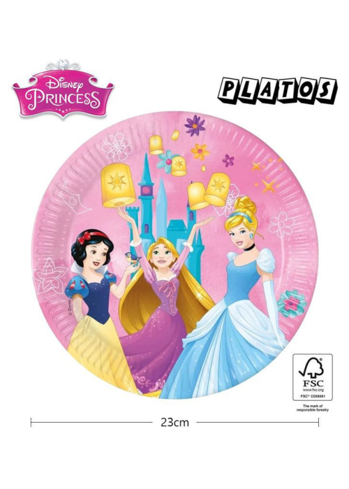 Platos Princesas Disney 23cm 6 Unid