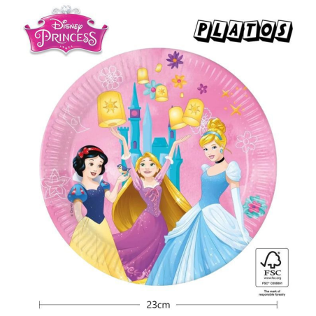 Platos Princesas Disney 23cm 6 Unid