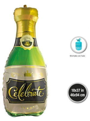 Globo Botella de Champagne Foil 46x94cm