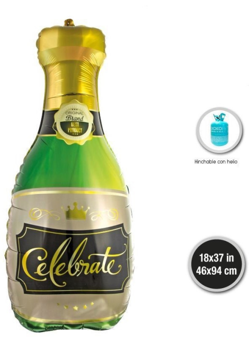 Globo Botella de Champagne Foil 46x94cm