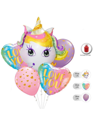 Globos Set Unicornio 5 Piezas