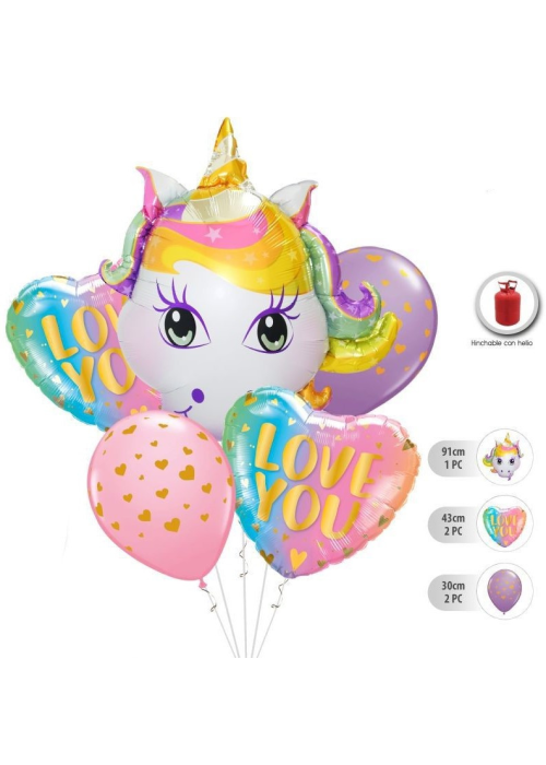 Globos Set Unicornio 5 Piezas