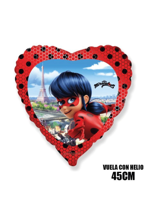 Globo de Ladybug Corazon Metalizado  45cm.