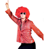 Camisa Disco Roja Terciopelo y Destellos Hombre