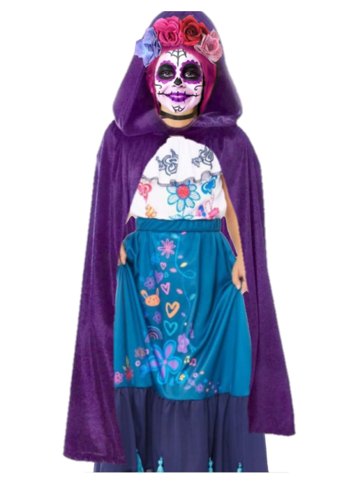Disfraz De Calavera Mexicana Primavera Capa Niña