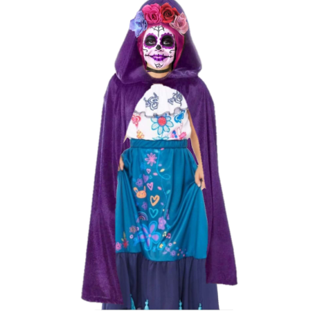 Disfraz De Calavera Mexicana Primavera Capa Niña