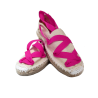 Alpargata Beige con cintas Rosa Fucsia