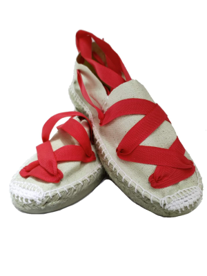 Alpargata Beige cintas Rojas - Esparteñas trajes regionales