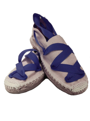 Alpargata Beige cintas Azules - Esparteñas trajes regionales