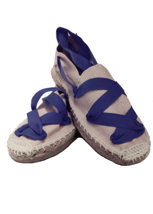 Alpargata Beige cintas Azules - Esparteñas trajes regionales