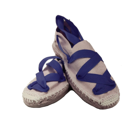Alpargata Beige cintas Azules - Esparteñas trajes regionales