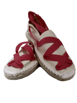 Alpargata Beige cintas Granate - Esparteñas trajes regionales