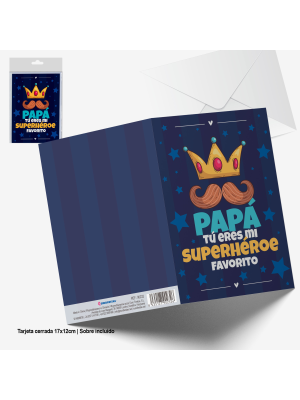 Tarjeta Papa tu eres mi superheroe favorito