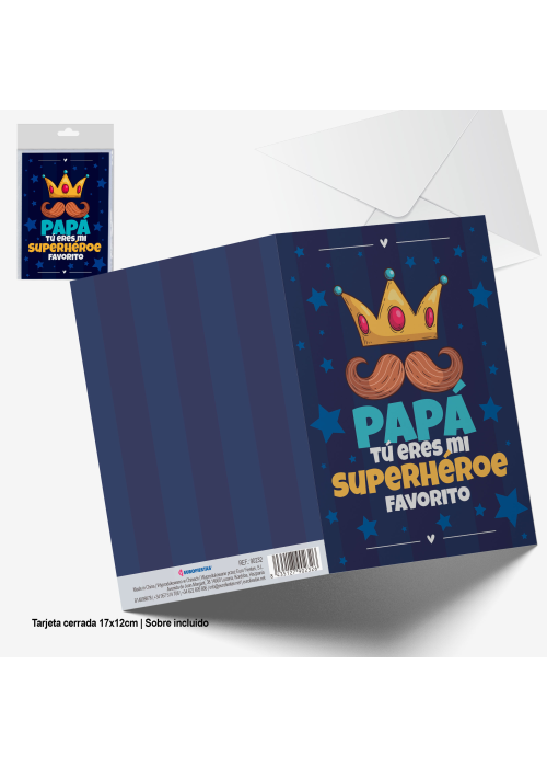 Tarjeta Papa tu eres mi superheroe favorito