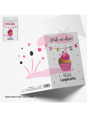 Tarjeta Pide un deseo cupcake