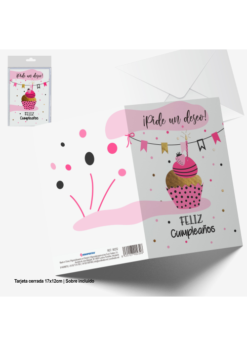 Tarjeta Pide un deseo cupcake