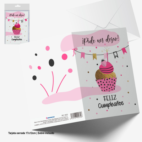 Tarjeta Pide un deseo cupcake