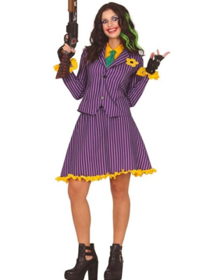 Disfraz de Joker Morado A Rayas Mujer