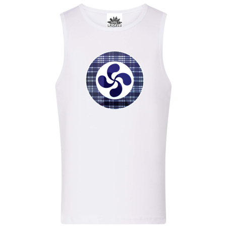 Camiseta Lauburu Circulo cuadros Tirantes Blanca Infantil - Trajes Vascos