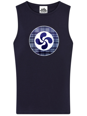 Camiseta Lauburu Circulo cuadros Tirantes Azul Infantil - Trajes Vascos