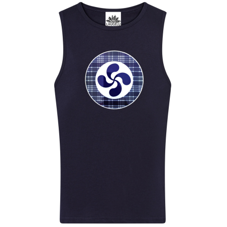Camiseta Lauburu Circulo cuadros Tirantes Blanca Infantil - Trajes Vascos
