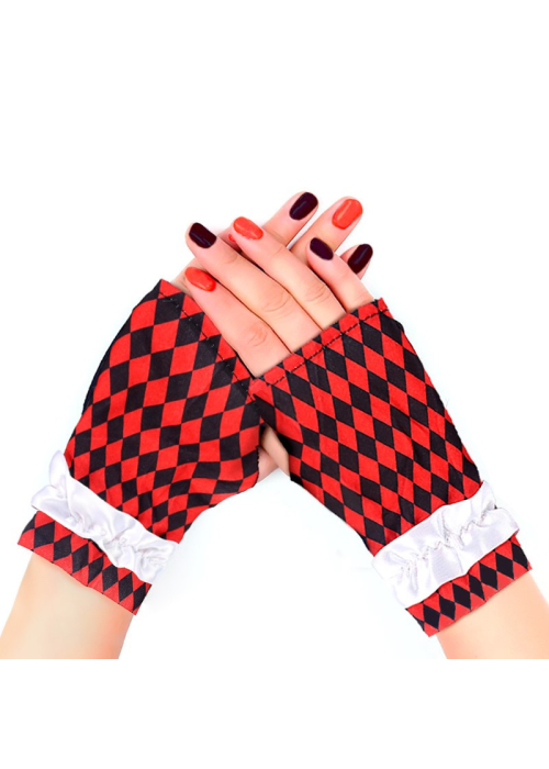 Guantes Rombos Rojo y Negro Cortos