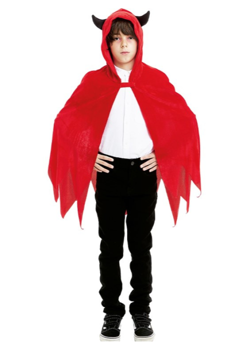 Capa de Diablo Roja con Capucha Infantil 90cm