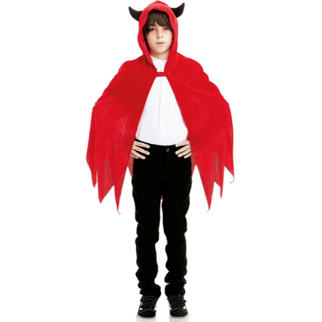 Capa de Diablo Roja con Capucha Infantil 90cm