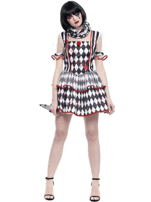 Disfraz de Arlequin Sangrienta Mujer - Payasa Halloween