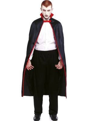Capa Vampiro Dracula Negra Cuello Rojo Adulto 140cm