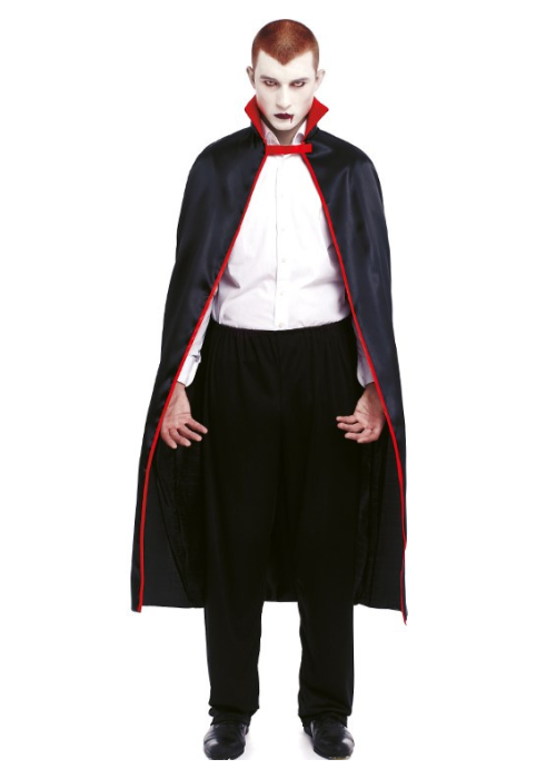 Capa Vampiro Dracula Negra Cuello Rojo Adulto 140cm