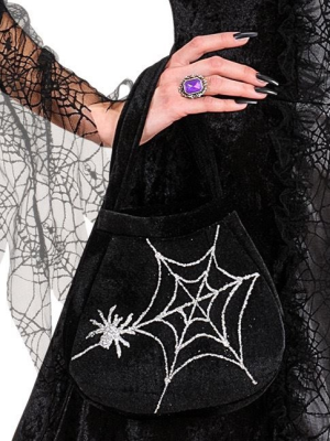 Bolso de Telaraña de Terciopelo Negro - Complementos de Halloween