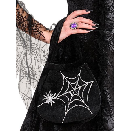 Bolso de Telaraña de Terciopelo Negro - Complementos de Halloween