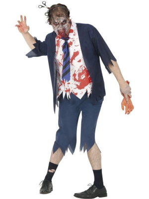 Disfraz de Zombie Estudiante Azul Hombre
