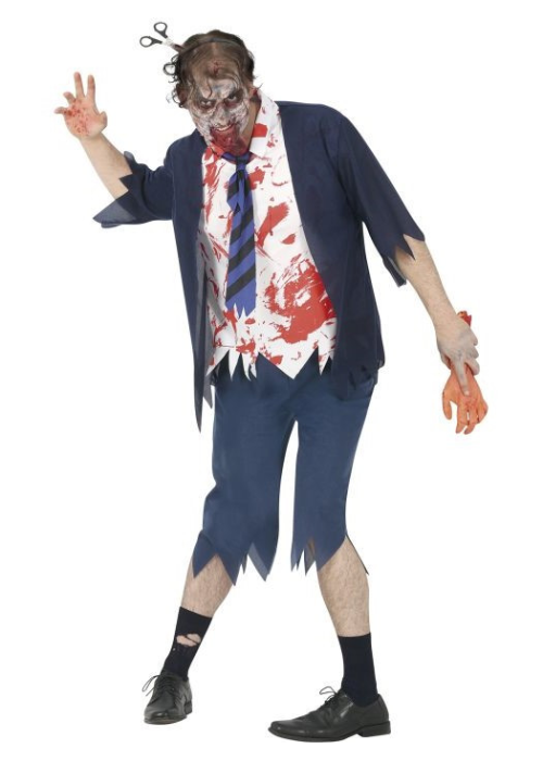 Disfraz de Zombie Estudiante Azul Hombre
