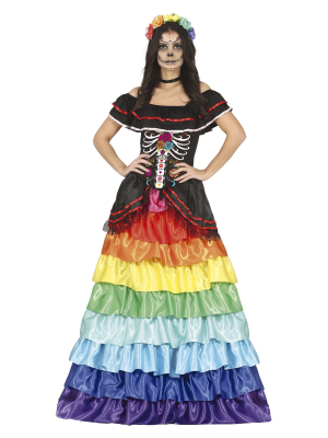 Disfraz de Catrina Largo Colores