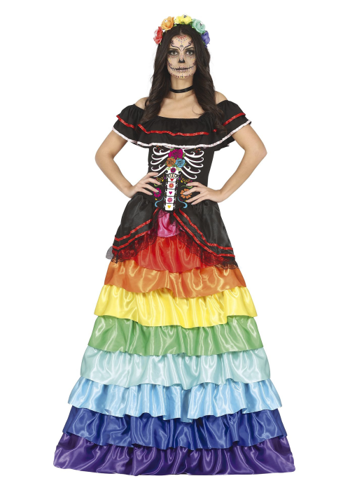 Disfraz de Catrina Largo Colores