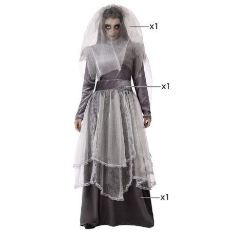 Disfraz de Novia Fantasma Gris