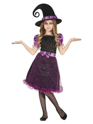 Disfraz de Bruja Morada Brillos Infantil
