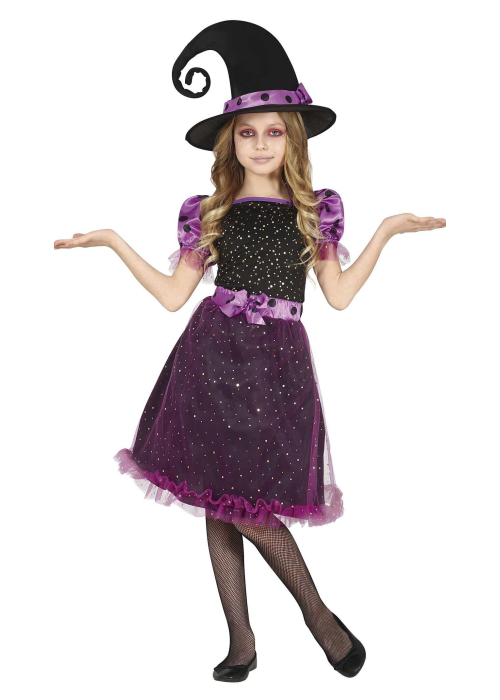 Disfraz de Bruja Morada Brillos Infantil