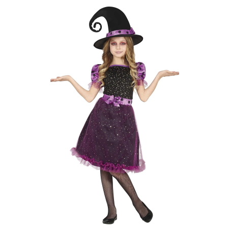 Disfraz de Bruja Morada Brillos Infantil